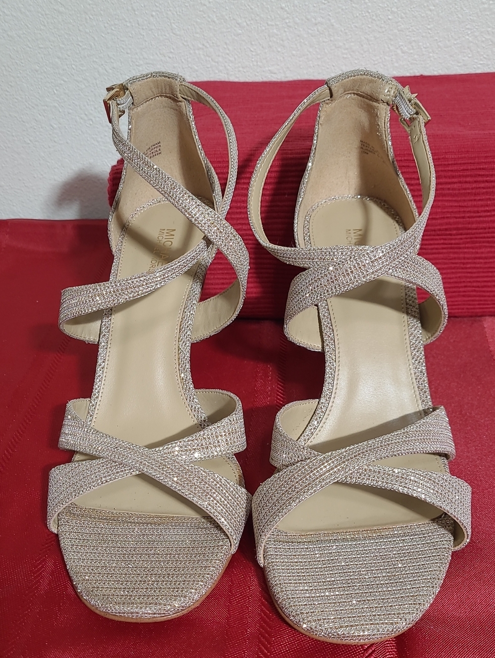 Michael Michael Kors Kinsley Gold Strappy Heeled Sandals Heels